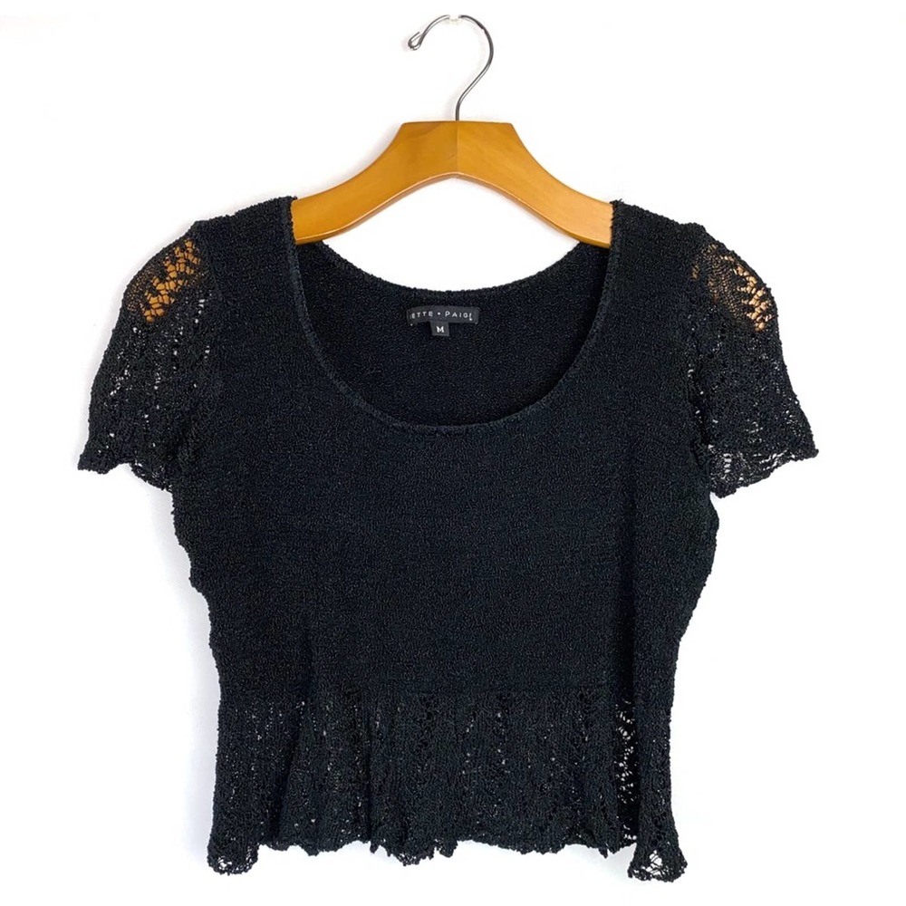 Bette Paige | EUC Crochet Black Crop Top